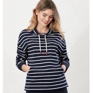 Joules 100 percent cotton cowl neck pull over striped sweater| size 6